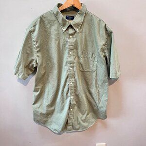 Dockers Men's Green Stain Defender No Wrinkles Short Sleeve Button Down Shirt- S